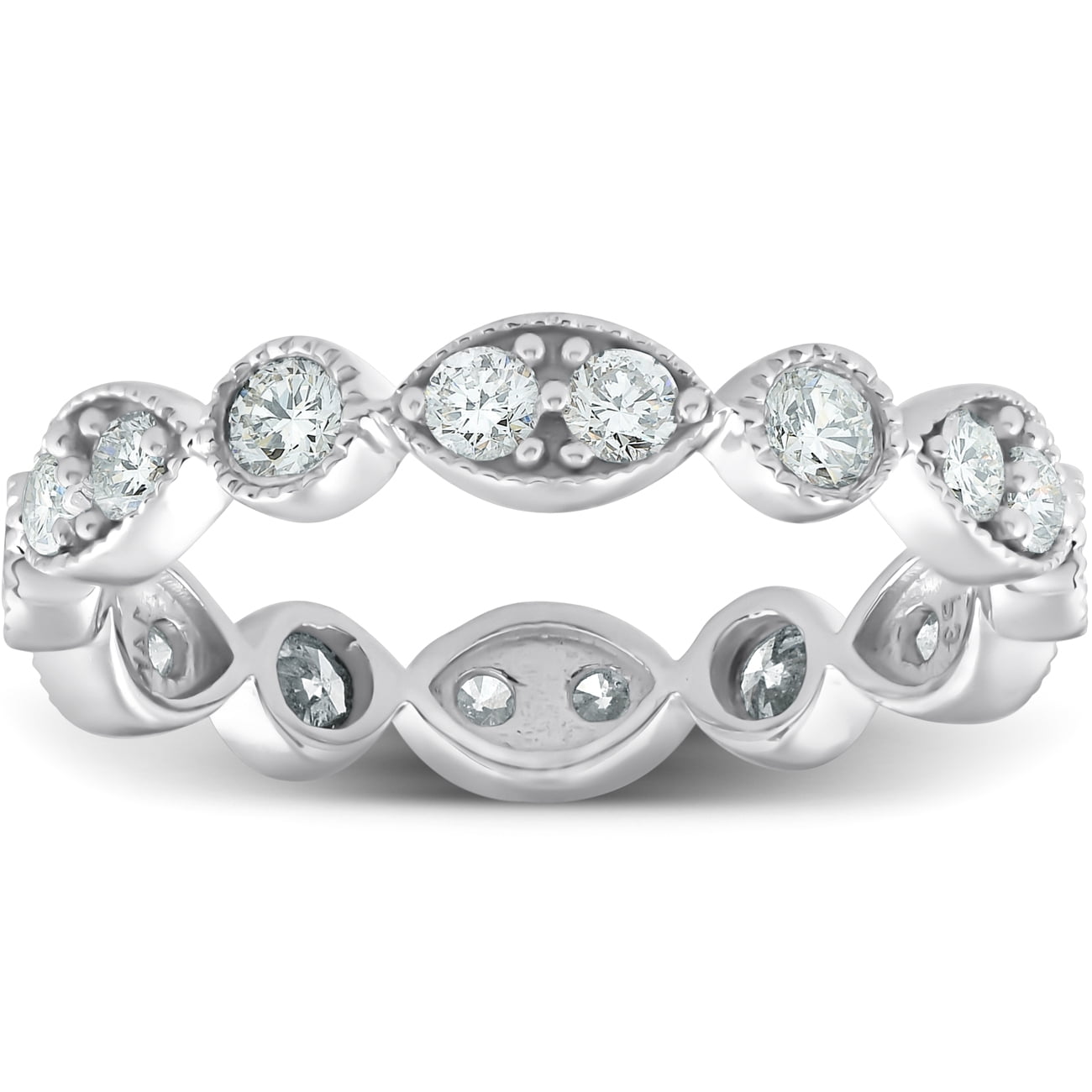 Pompeii 1ct Diamond Eternity Stackable Ring 14K White Gold (H/I,I1-I2 ...