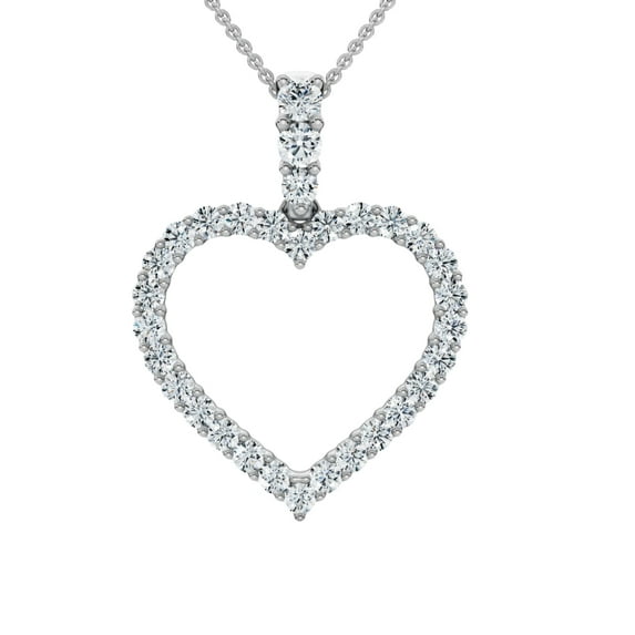 Pompeii 1ct Diamond Heart Pendant 14K White Gold Necklace (G/H,I1)
