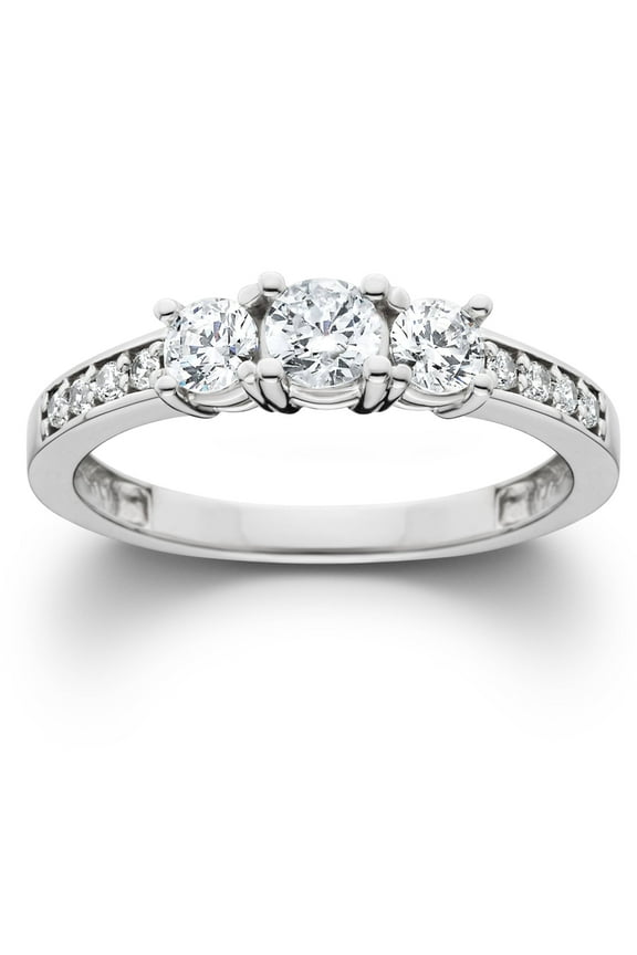 Pompeii 1ct Diamond Three Stone Ring 14K White Gold (G/H,VS2)