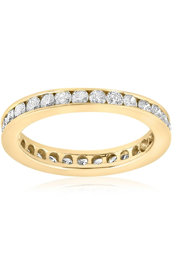 Pompeii 1ct Diamond Wedding Eternity Stackable 14K Yellow Gold Ring Channel Set
