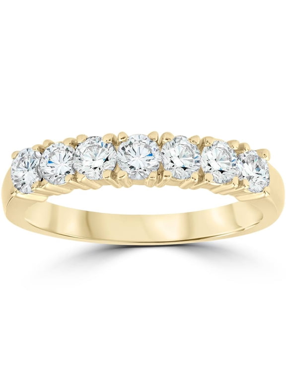 Pompeii 1ct Diamond Wedding Ring Anniversary 14k Yellow Gold 7-Stone Womens Band (G/H,I1)