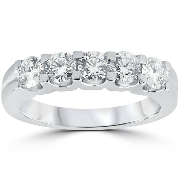 Pompeii 1ct Diamond Wedding Ring Anniversary Stackable Band 14K White Gold (H-I,I1-I2)