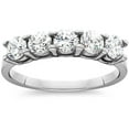 thumbnail image 1 of Pompeii 1ct Five Stone Natural Round Diamond Wedding Anniversary Ring 14K White Gold, 1 of 6