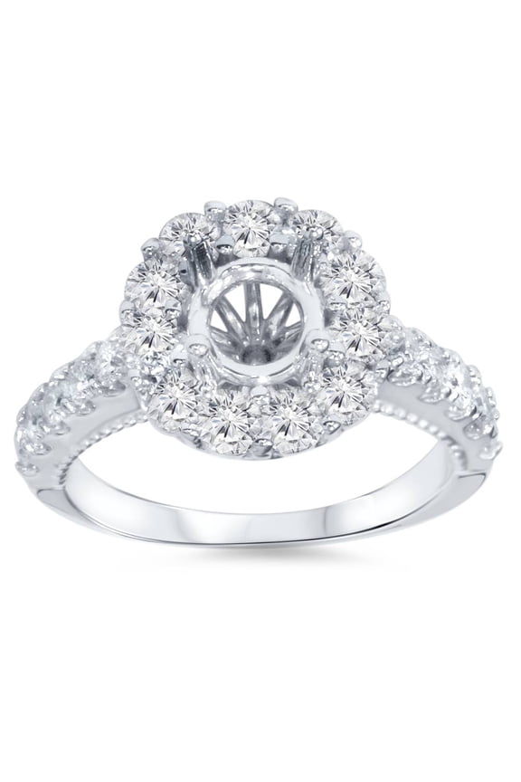 Pompeii 1ct Halo Diamond Engagement Ring Setting 14K White Gold (G/H,I1)