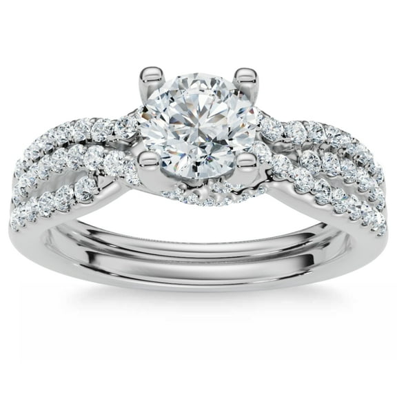 Pompeii 1ct Infinity Diamond Engagement Wedding Ring Set 14K White Gold (G/H,I1-I2)