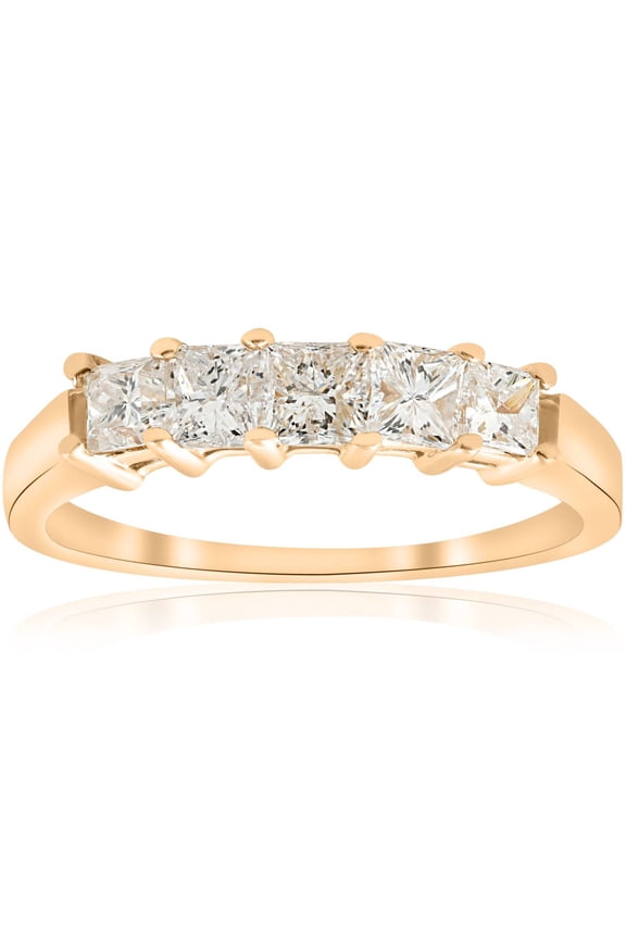 Pompeii 1ct Princess Cut Diamond Anniversary 14K Gold Ring (G/H,I1)