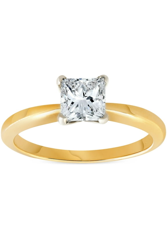Pompeii 1ct Princess Cut Diamond Solitaire 14k Yellow Gold Engagement Ring