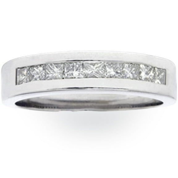 Pompeii 1ct Princess Cut Diamond Wedding Mens 14K White Gold Ring (G/H,SI)