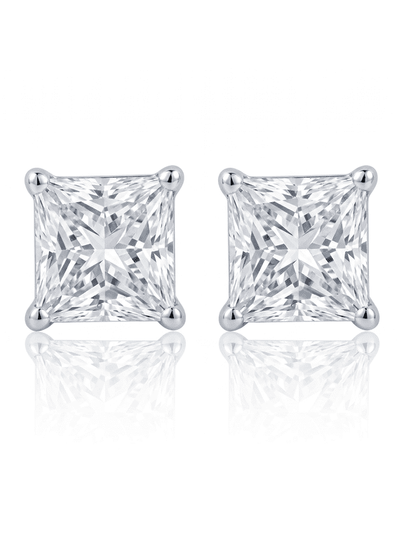 Pompeii 1ct Princess Cut Lab Grown Diamond Studs 14K White Gold (G,VS)