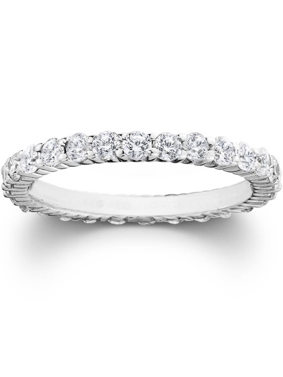 1Ct Prong Lab Grown Diamond Eternity Wedding Stackable Ring 14K White Gold
