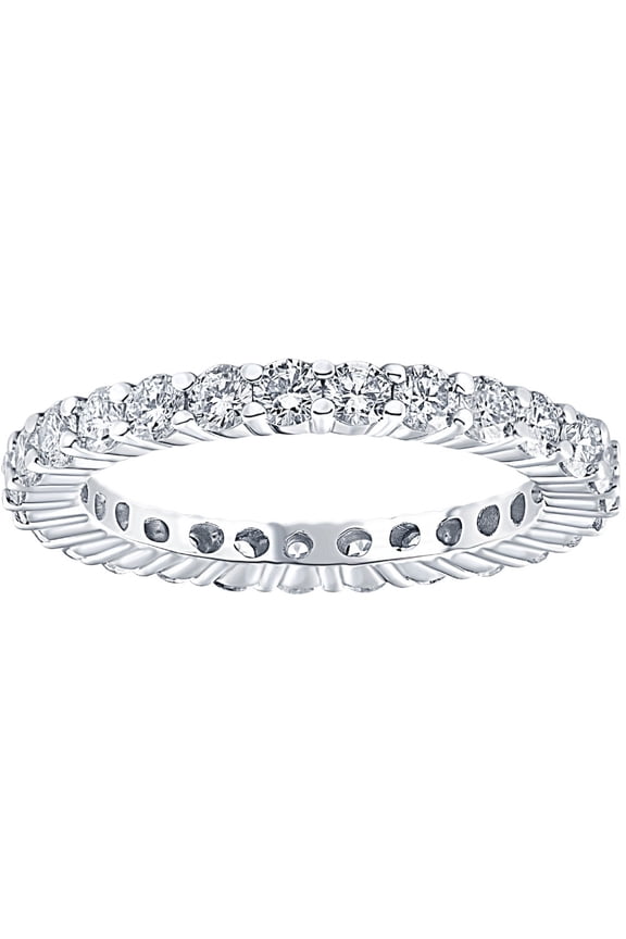 Pompeii 1ct Prong Lab Grown Diamond Eternity Wedding Stackable Ring 14K White Gold