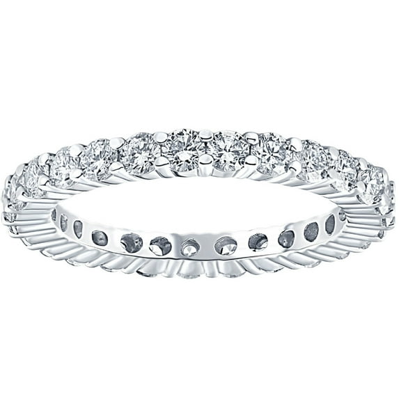 Pompeii 1ct Prong Lab Grown Diamond Eternity Wedding Stackable Ring 14K White Gold