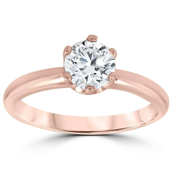 Pompeii 1ct Round Diamond Solitaire Engagement Ring 14K Rose Gold (G/H,I2-I3)