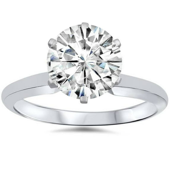 Pompeii 1ct Solitaire Moissanite Engagement Ring Round Brilliant 14k White Gold (G/H,VVS1)