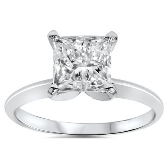 Pompeii 1ct Solitaire Princess Cut Diamond Engagement Ring 14K White Gold (G/H,I1-I2)