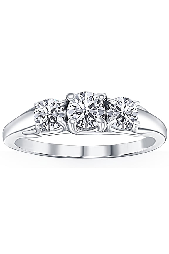 Pompeii 1ct Three Stone Diamond Ring 14K White Gold (G/H,I1)