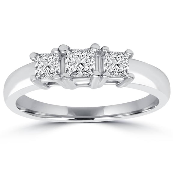 Pompeii 1ct Three Stone Diamond Ring 14K White Gold (H/I,SI2)