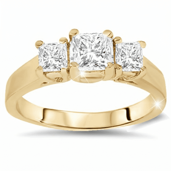 Pompeii 1ct Three Stone Diamond Ring 14K Yellow Gold (H/I,I1)