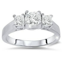 Pompeii 1ct Three Stone Princess Cut Diamond Engagement Ring 14K White Gold (H/I,I1)