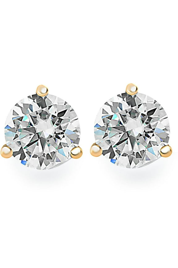 Pompeii 2.00CT Round Brilliant Cut Natural Diamond Stud Earrings In 14K Gold (G/H,I2-I3)