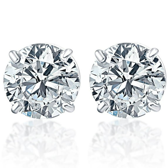 Pompeii 2.00CT Round Brilliant Cut Natural Diamond Stud Earrings In 14K Gold (G/H,I2-I3)