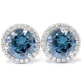 thumbnail image 1 of Pompeii 2 1/10ct Blue & White Diamond Halo Studs 10K White Gold Lab Grown (G/H,SI1), 1 of 2