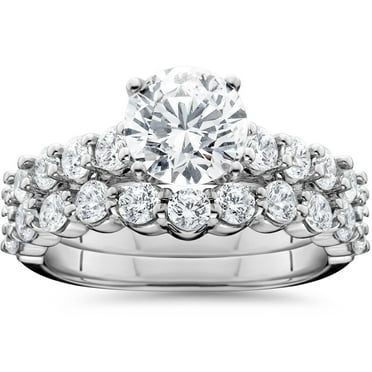 Pompeii 2 1/15ct Diamond Engagement Ring With Matching Wedding Band 14K White Gold