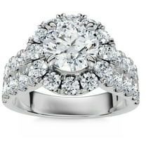Pompeii 2 1/2 Ct Halo Round Diamond Double Row Engagement Ring 10k White Gold Lab Grown