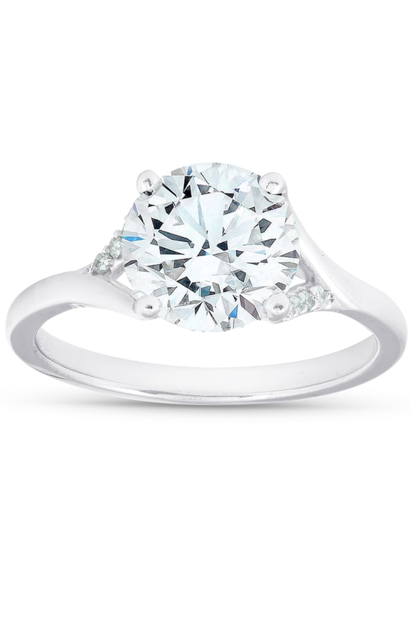 Pompeii 2 1/2 Ct Moissanite & Diamond Engagement Ring 14k White Gold (G/H,VS1-VS2)