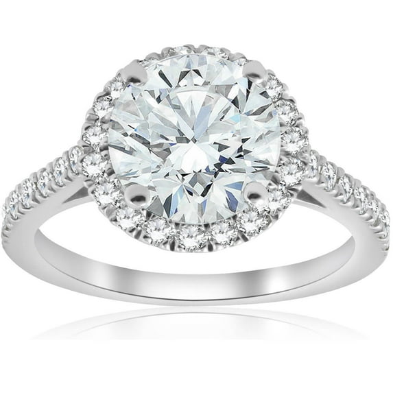Pompeii 2 1/2 ct Halo Round Cut Diamond Engagement Ring 14k White Gold ((G-H),SI(1)-SI(2))