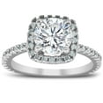thumbnail image 1 of Pompeii 2 1/2CT Diamond Cushion Halo Engagement Ring 14k White Gold ((G-H),SI(1)-SI(2)), 1 of 4
