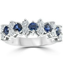 Pompeii 2 1/2Ct Blue Sapphire & Diamond Wedding Ring 14k White Gold Lab Grown (FG,VS)