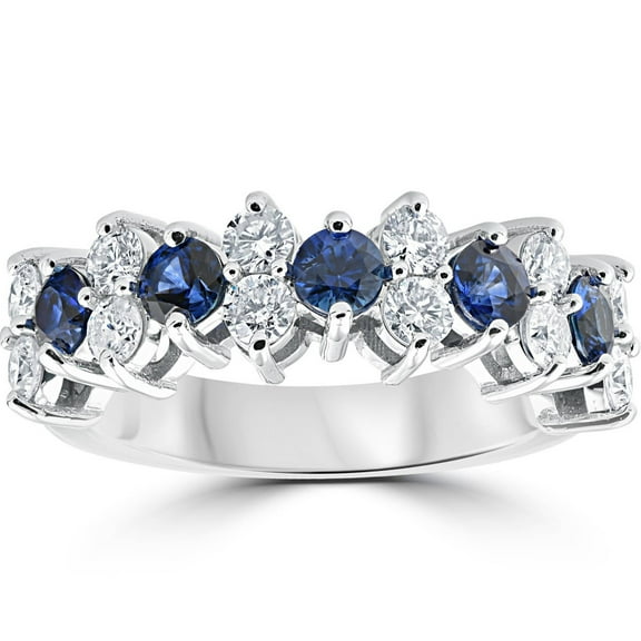 Pompeii 2 1/2Ct Blue Sapphire & Diamond Wedding Ring 14k White Gold Lab Grown (FG,VS)