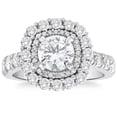 thumbnail image 1 of Pompeii 2 1/2Ct Cushion Halo Diamond Engagement Ring in 14k White or Yellow Gold, 1 of 3