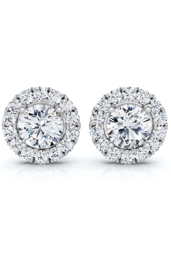 Pompeii 2 1/2Ct Diamond Halo Studs 14k Gold Lab Grown Women's Earrings (F/G,VS2)