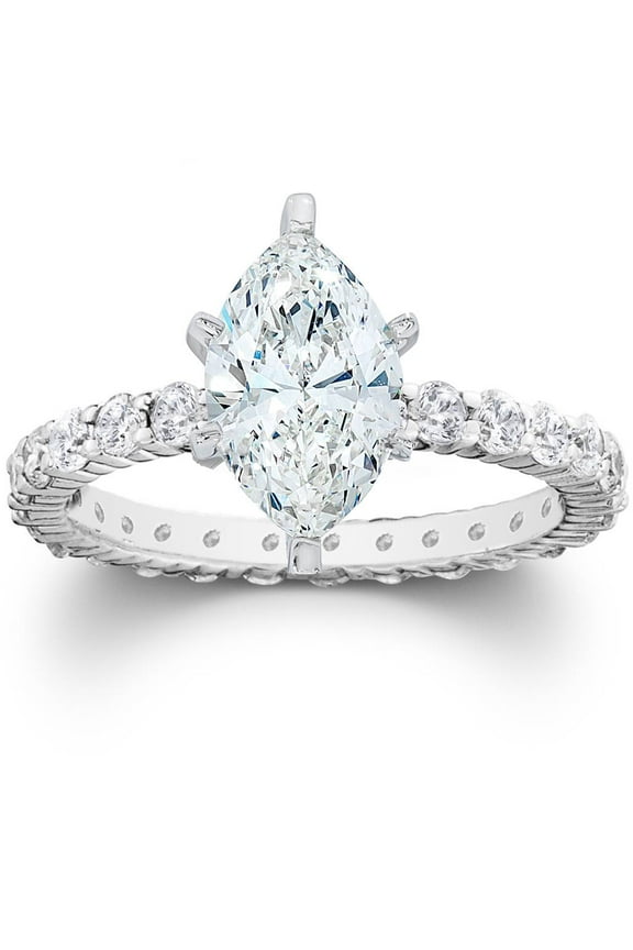 Pompeii 2 1/2Ct Marquise Lab Grown Diamond Engagement Eternity Ring (G/H,VS2)