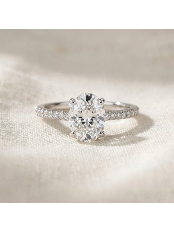 Pompeii 2 1/2Ct Oval Lab Grown Diamond Engagement Ring in 14k White or Yellow Gold