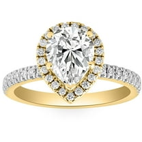 Pompeii 2 1/2Ct Pear Shape Diamond Lab Grown Engagement Ring White Yellow or Rose Gold