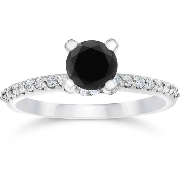 Pompeii 2 1/2ct Black & White Diamond Halo Engagement Ring 14K White Gold (H/I,I1-I2)