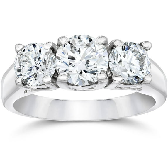 Pompeii 2 1/2ct Three Stone Diamond Ring 14K White Gold (H-I,I1-I2)