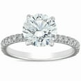 thumbnail image 1 of Pompeii 2 1/3 Ct Diamond Solitaire Engagement Ring 14k White French Pave Set (H/I,SI2), 1 of 3