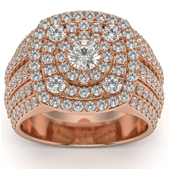 Pompeii 2 1/3Ct Diamond Cushion Halo Engagement Ring in White Yellow or Rose Gold