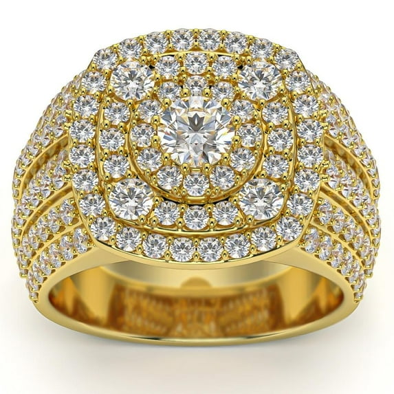 Pompeii 2 1/3Ct Diamond Cushion Halo Engagement Ring in White Yellow or Rose Gold