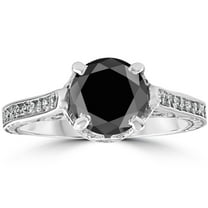 Pompeii 2 1/3ct Black & White Vintage Diamond Engagement Ring 14K White Gold (G/H,I2-I3)