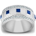thumbnail image 1 of Pompeii 2 1/4 Ct Princess Cut Blue Sapphire & Diamond Wedding Ring 10k White Gold, 1 of 3