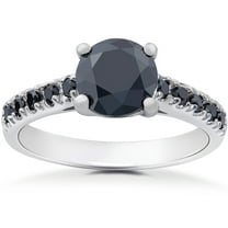 Pompeii 2 1/4 ct Black Diamond Solitaire Accent Engagement Ring 14k White Gold (H/I,I1-I2)