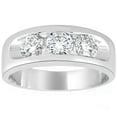 thumbnail image 1 of Pompeii 2 1/4Ct Diamond Men's Three Stone Ring 10k White Gold Lab Grown (G/H,VS1-VS2), 1 of 4