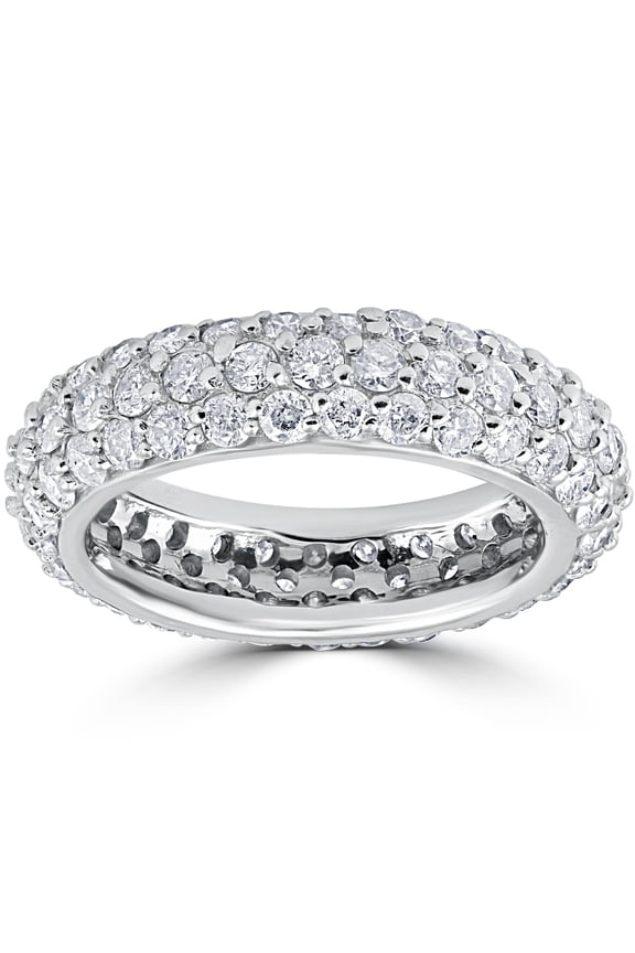 Pompeii 2 1/6ct Pave Diamond Eternity Wedding Anniversary Ring 14k White Gold Lab Grown