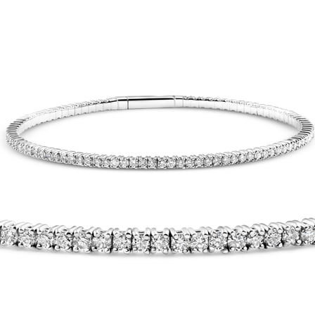 Pompeii 3Ct Flexible Diamond Bangle Tennis Bracelet Lab Grown 14k White Gold (F/G,VS1-VS2)