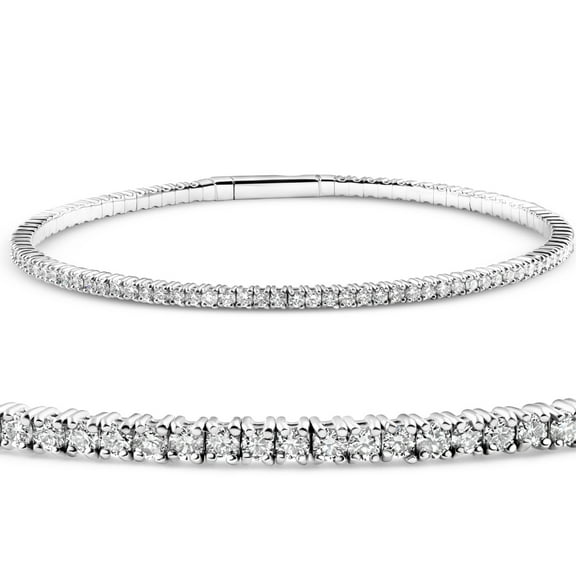 Pompeii 3Ct Flexible Diamond Bangle Tennis Bracelet Lab Grown 14k White Gold (F/G,VS1-VS2)